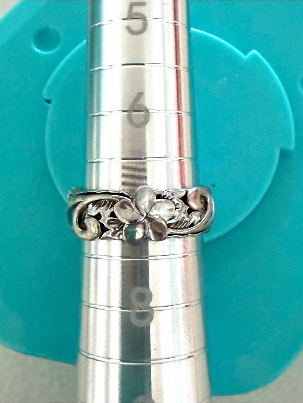 Hawaiian Heirloom Scroll Band Plumeria Wave Sterling Silver Ring 7 - Picture 9 of 10
